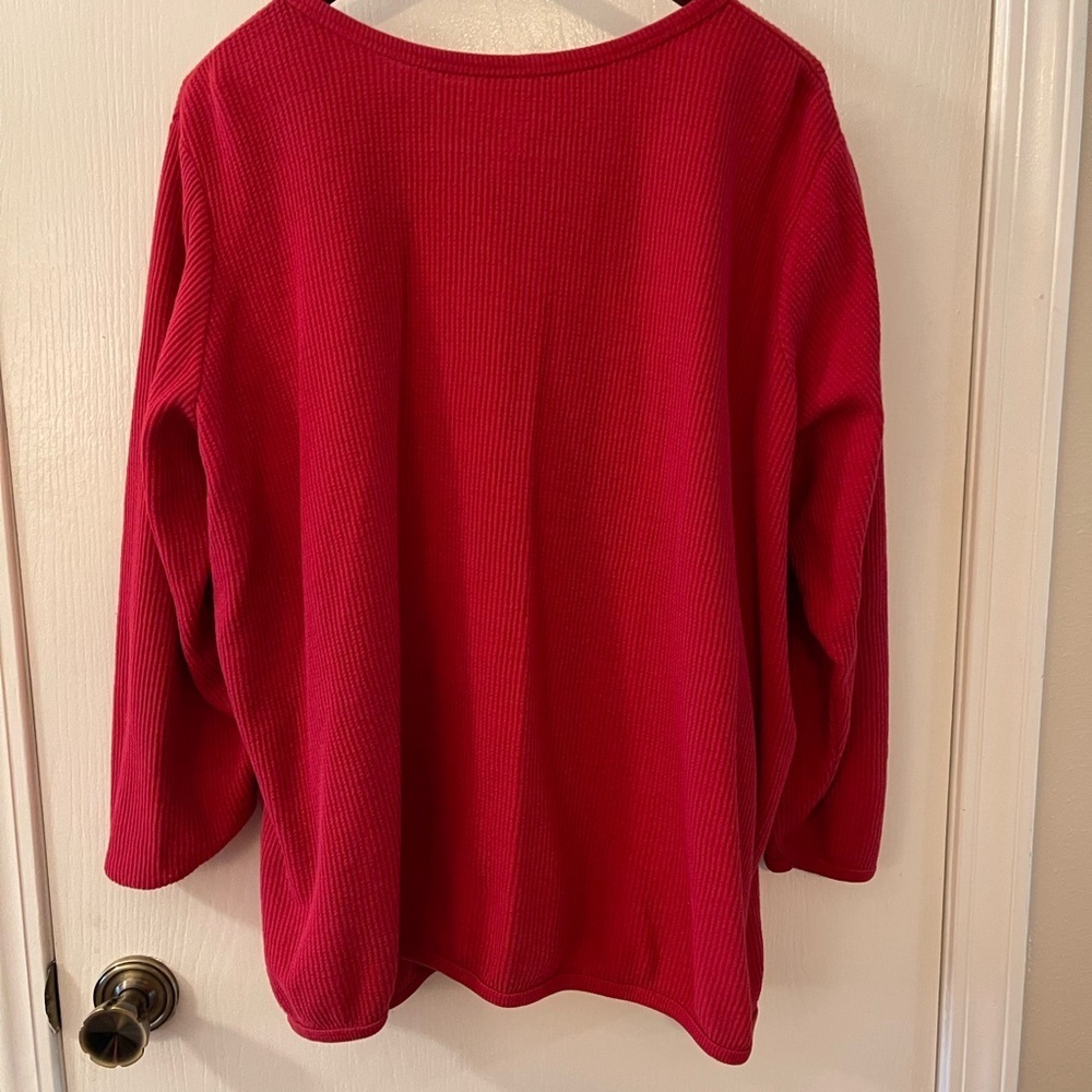 Woman Within Ribbed Thermal Red Top - Picture 3 of 4